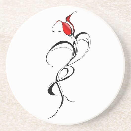 Dessous De Verre En Grès Conception de tatouage Tribal Rose Rouge (Devant)