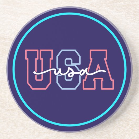 Dessous De Verre En Grès Conception de texte États-Unis 4 juillet-62118 (Devant)