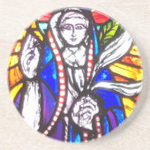 Dessous De Verre En Grès Conception de vitrail avec figure religieuse. (Devant)