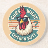 Dessous De Verre En Grès Conception drôle de blague de poulet rétro (Devant)
