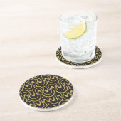 Dessous De Verre En Grès Conception élégante d'art déco de noir et d'or (Côté)
