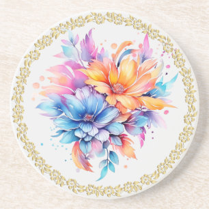 Dessous De Verre En Grès Conception Fleurs Florales Aquarelle-24683