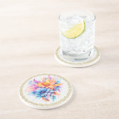Dessous De Verre En Grès Conception Fleurs Florales Aquarelle-24683 (Côté)
