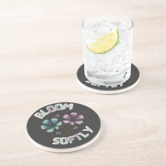Dessous De Verre En Grès Conception Florale de Printemps Bloom Softly Paste (Côté)