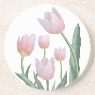 Dessous De Verre En Grès Conception florale de tulipes pastel