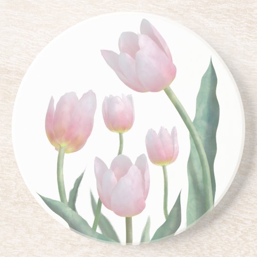 Dessous De Verre En Grès Conception florale de tulipes pastel (Devant)