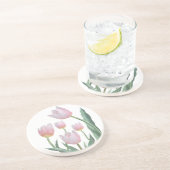 Dessous De Verre En Grès Conception florale de tulipes pastel (Côté)