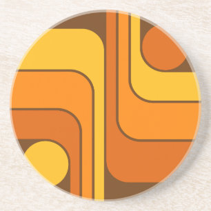 Dessous De Verre En Grès Conception géométrique de style rétro MCM 1970