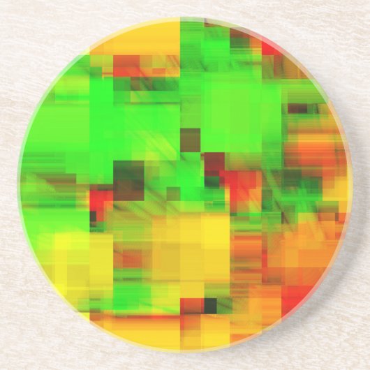 Dessous De Verre En Grès Conception géométrique jaune cime (Devant)