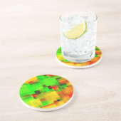 Dessous De Verre En Grès Conception géométrique jaune cime (Côté)
