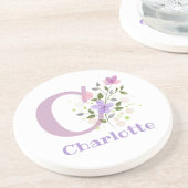 Dessous De Verre En Grès Conception Initiale Plus Nom & Fleurs