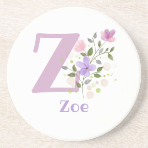 Dessous De Verre En Grès Conception Initiale Plus Nom & Fleurs