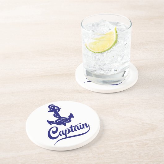 Dessous De Verre En Grès Conception nautique d'ancre de voilier capitaine (Côté)
