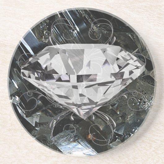 Dessous De Verre En Grès Conception noire de gemme (Devant)