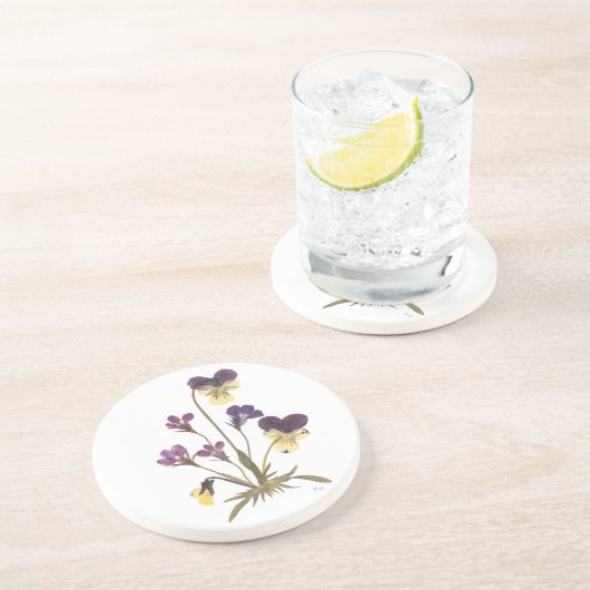 Dessous De Verre En Grès Conception pressée de fleur (Côté)