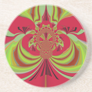 Dessous De Verre En Grès Conception rouge jaune Hakuna Matata