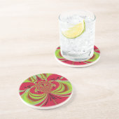 Dessous De Verre En Grès Conception rouge jaune Hakuna Matata (Côté)