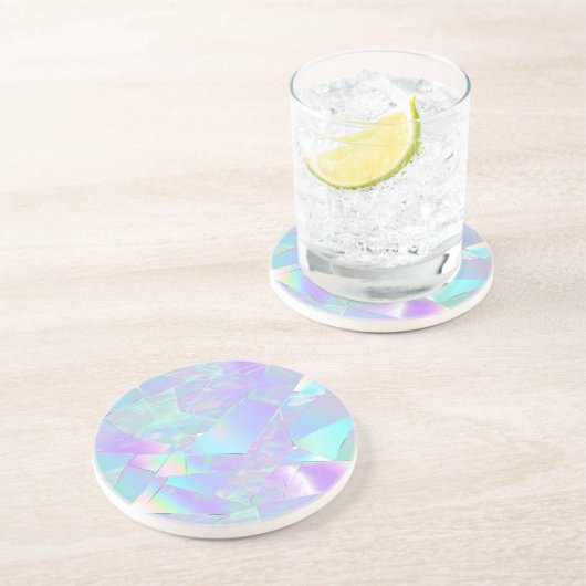 Dessous De Verre En Grès Conception turquoise et violette Iridescente (Côté)