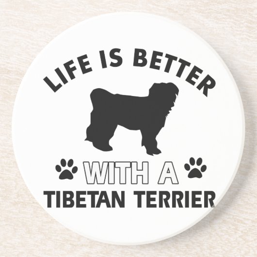 Dessous De Verre En Grès Conceptions de race de chien de Terrier tibétain (Devant)