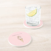 Dessous De Verre En Grès Cône de glace floral rose (Côté)