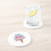 Dessous De Verre En Grès Cône rose Sakura crème glacée gaufre (Côté)