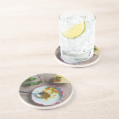 Dessous De Verre En Grès Confit oignon ananas sur bois rustique (Côté)