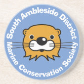 Dessous De Verre En Grès Conservation Marine Avec Tête De Loutres. (Devant)