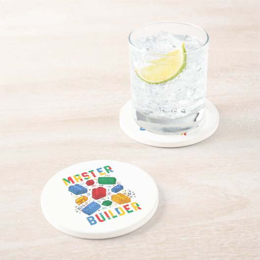 Dessous De Verre En Grès Constructeur de briques Blocs amusants Bâtiment Ma (Côté)