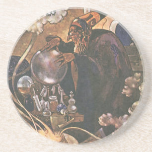 Dessous De Verre En Grès Conte de fées vintage, Aladdin et la lampe magique