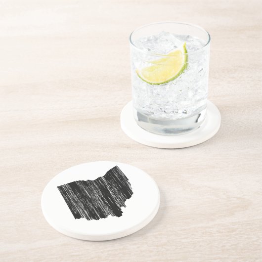 Dessous De Verre En Grès Contour affligé d'état de l'Ohio (Côté)