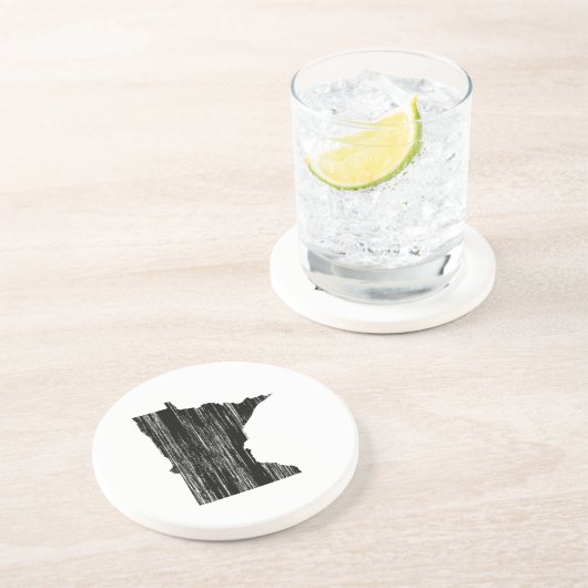 Dessous De Verre En Grès Contour affligé d'état du Minnesota (Côté)