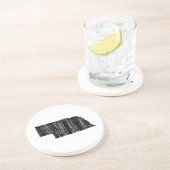 Dessous De Verre En Grès Contour affligé d'état du Nébraska (Côté)