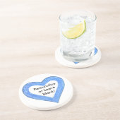 Dessous De Verre En Grès Contour bleu de coeur (Côté)