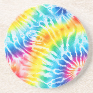 Dessous De Verre En Grès Cool Aqua Rouge Bleu Jaune Orange Tie Dye