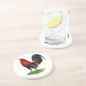Dessous De Verre En Grès Coq de combat :  Rouge foncé (Côté)