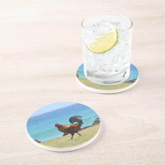 Dessous De Verre En Grès Coq de Kauai (Côté)