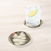 Dessous De Verre En Grès Coq & Hen à l'extérieur Hen House avec frontière b (Côté)