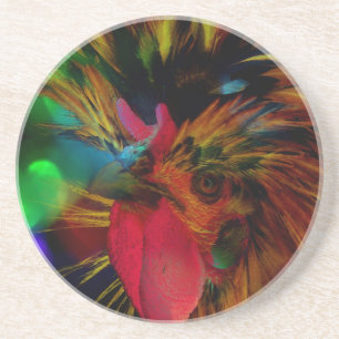Dessous De Verre En Grès Coq polonais et Heart Bokeh