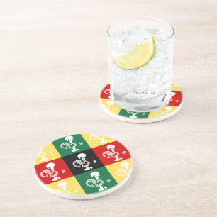 Dessous De Verre En Grès Coq portugais de Barcelos coloré motif