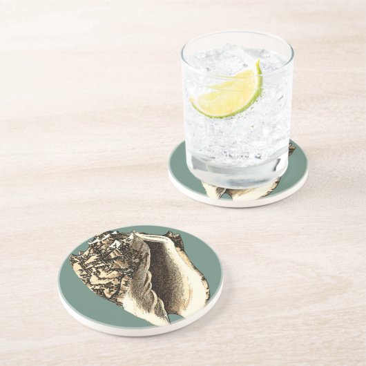 Dessous De Verre En Grès Coque conique turquoise (Côté)