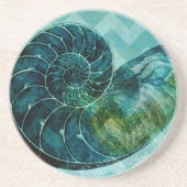 Dessous De Verre En Grès Coque spirale Turquoise (Devant)