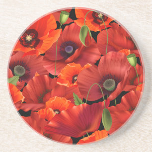 Dessous De Verre En Grès Coquelicot