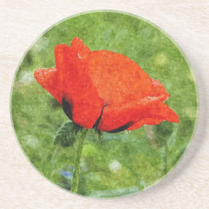 Dessous De Verre En Grès Coquelicot rouge
