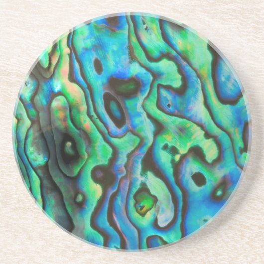 Dessous De Verre En Grès Coquille d'haliotide paua bleu-vert (Devant)
