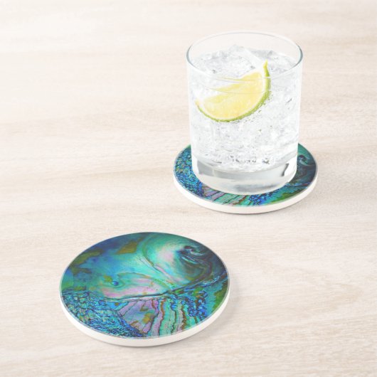 Dessous De Verre En Grès Coquille d'ormeau bleue (Côté)