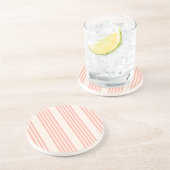 Dessous De Verre En Grès Corail et beige cinq rayures motif (Côté)