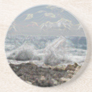 Dessous De Verre En Grès Corail et vagues