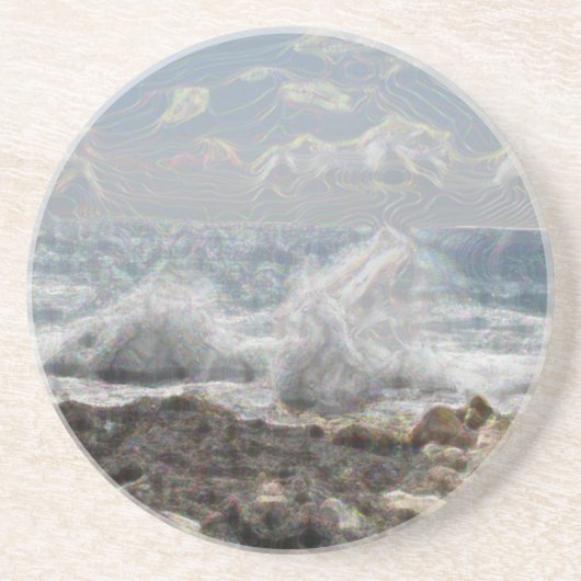 Dessous De Verre En Grès Corail et vagues (Devant)