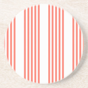 Dessous De Verre En Grès Corail vivant et blanc cinq bandes motif