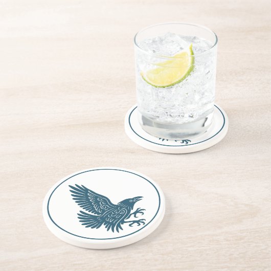 Dessous De Verre En Grès Corbeau bleu dansant (Côté)